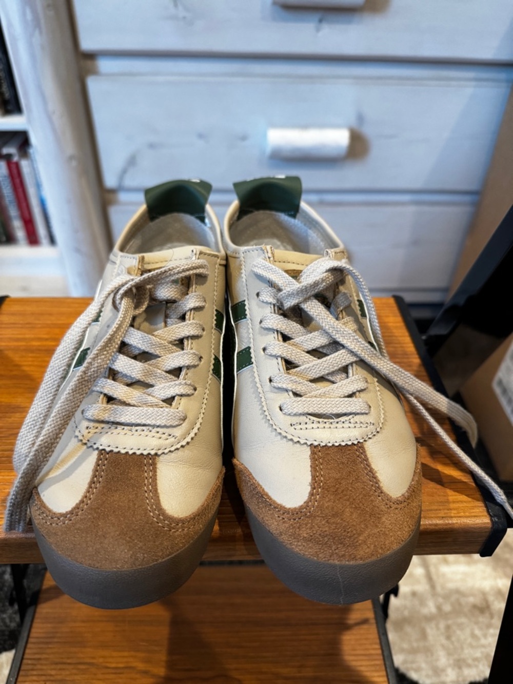 Onitsuka Tiger by Asics Cream, Brown & Green Retro Runner Sneakers